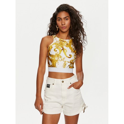 Versace Jeans Couture Top 76HAM227 Biały Skinny Fit ze sklepu MODIVO w kategorii Bluzki damskie - zdjęcie 182729324