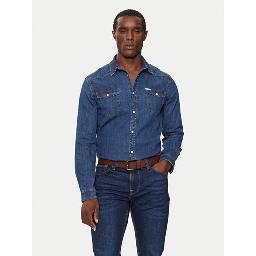 Guess Koszula jeansowa M4YH02 D3PF6 Granatowy Classic Fit ze sklepu MODIVO w kategorii Koszule męskie - zdjęcie 182729433