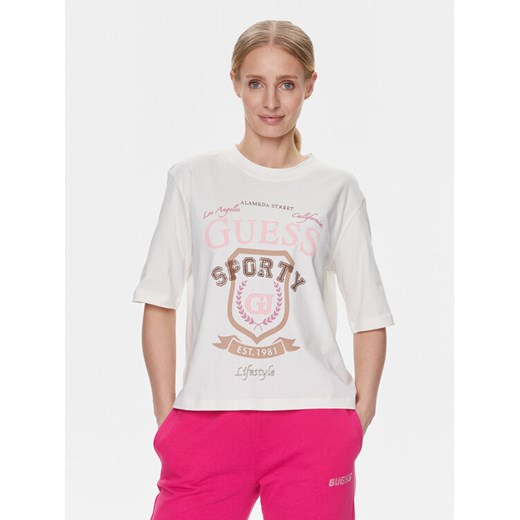 Guess T-Shirt V4RI07 K8FQ4 Biały Boxy Fit ze sklepu MODIVO w kategorii Bluzki damskie - zdjęcie 182729450