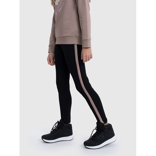 4F Legginsy 4FJAW23TTIGF094 Czarny Slim Fit ze sklepu MODIVO w kategorii Spodnie dziewczęce - zdjęcie 182729531