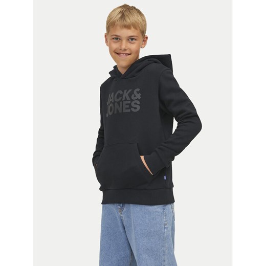 Jack&Jones Junior Bluza Corp Logo 12152841 Czarny Regular Fit ze sklepu MODIVO w kategorii Bluzy chłopięce - zdjęcie 182729574