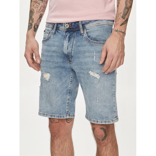 Pepe Jeans Szorty jeansowe Taper Short PM801084RH2 Niebieski Regular Fit ze sklepu MODIVO w kategorii Spodenki męskie - zdjęcie 182729623