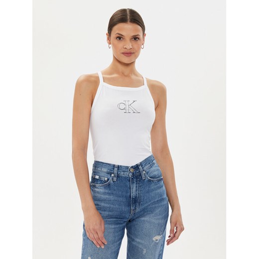 Calvin Klein Jeans Top J20J223623 Biały Slim Fit XS MODIVO
