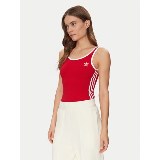 adidas Body adicolor 3-Stripes JD4632 Czerwony Slim Fit ze sklepu MODIVO w kategorii Bluzki damskie - zdjęcie 182729702