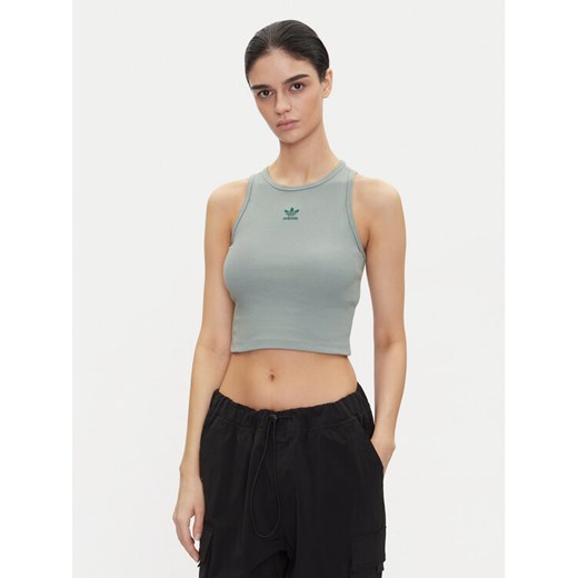 adidas Top Essentials JC9005 Zielony Slim Fit ze sklepu MODIVO w kategorii Bluzki damskie - zdjęcie 182729750