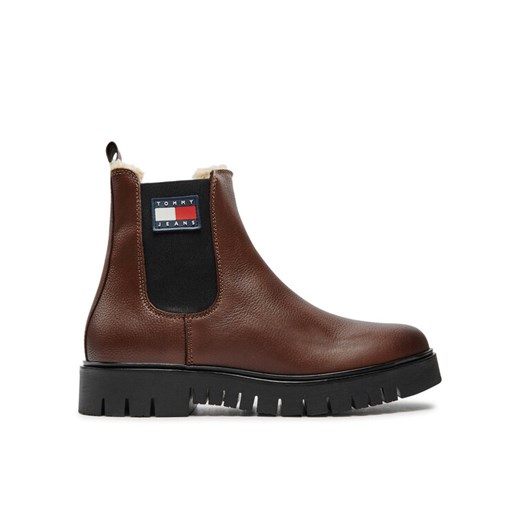 Tommy Jeans Sztyblety Chelsea EN0EN02626 Brązowy ze sklepu MODIVO w kategorii Botki - zdjęcie 182729813