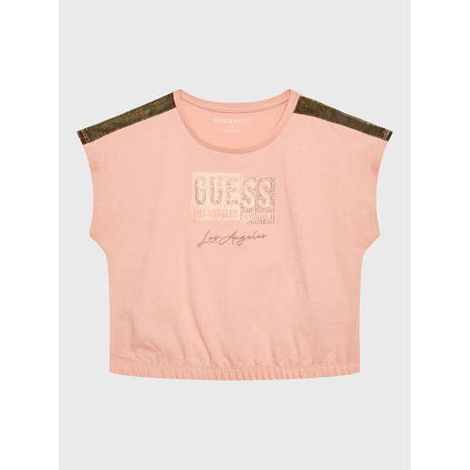 Guess T-Shirt J3GI11 K8HM3 Różowy Boxy Fit ze sklepu MODIVO w kategorii Bluzki dziewczęce - zdjęcie 182729851
