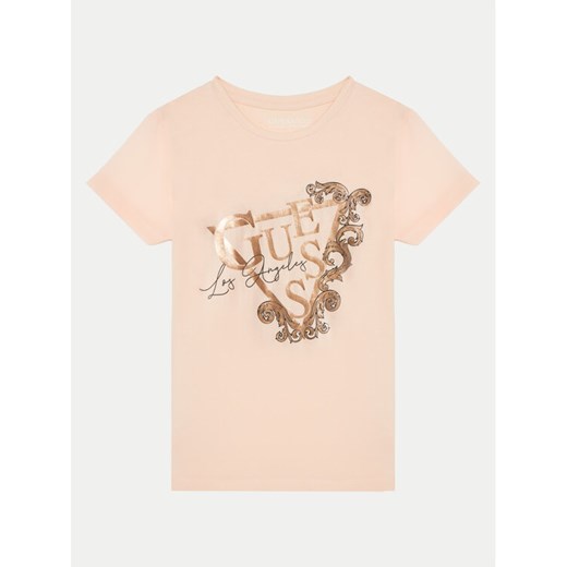 Guess T-Shirt J5RI35 K6YW4 Koralowy Regular Fit ze sklepu MODIVO w kategorii Bluzki dziewczęce - zdjęcie 182729982