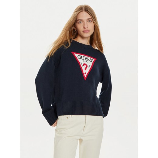Guess Jeans Sweter W4BR12 Z3HM1 Granatowy Regular Fit ze sklepu MODIVO w kategorii Swetry damskie - zdjęcie 182730323