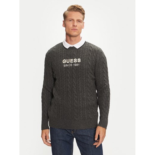 Guess Sweter M4BR11 Z3HA2 Szary Regular Fit ze sklepu MODIVO w kategorii Swetry męskie - zdjęcie 182730434