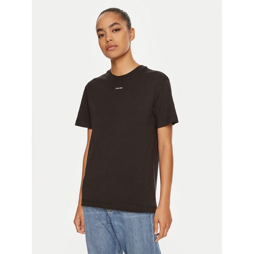 Calvin Klein T-Shirt Nano Logo K20K207519 Czarny Regular Fit ze sklepu MODIVO w kategorii Bluzki damskie - zdjęcie 182731012