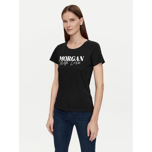Morgan T-Shirt 241-DUNE Czarny Regular Fit ze sklepu MODIVO w kategorii Bluzki damskie - zdjęcie 182731511