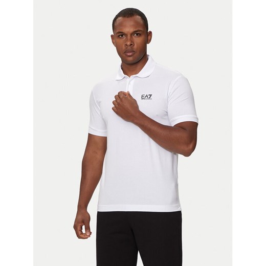EA7 Emporio Armani Polo 8NPF14 PJVQZ 1100 Biały Regular Fit ze sklepu MODIVO w kategorii T-shirty męskie - zdjęcie 182731530