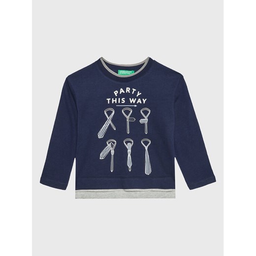 United Colors Of Benetton Bluzka 3ATNG104F Granatowy Regular Fit ze sklepu MODIVO w kategorii T-shirty chłopięce - zdjęcie 182731693