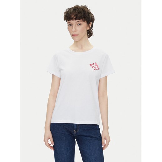 Pepe Jeans T-Shirt Rosey PL506070 Biały Regular Fit ze sklepu MODIVO w kategorii Bluzki damskie - zdjęcie 182731710