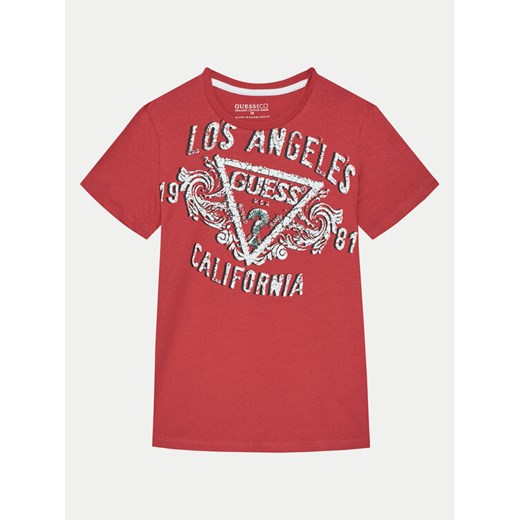 Guess T-Shirt L5RI00 K8HM4 Czerwony Regular Fit ze sklepu MODIVO w kategorii T-shirty chłopięce - zdjęcie 182731900