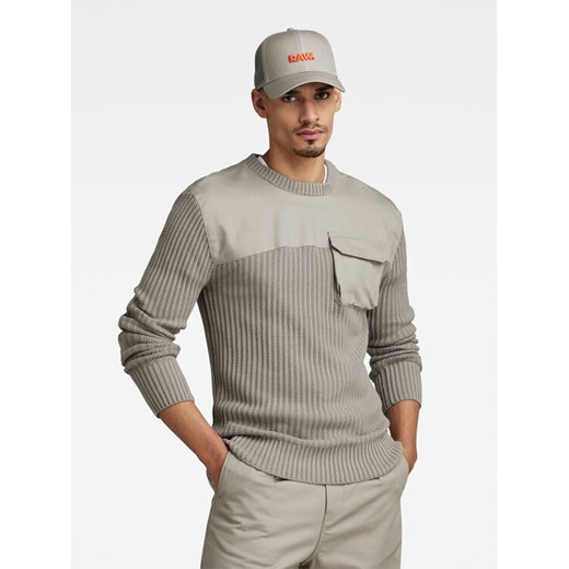 G-Star Raw Sweter Army D23525-D496-G106 Beżowy Regular Fit ze sklepu MODIVO w kategorii Swetry męskie - zdjęcie 182731974
