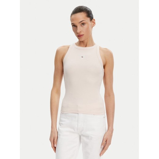 Calvin Klein Jeans Top J20J225302 Różowy Slim Fit ze sklepu MODIVO w kategorii Bluzki damskie - zdjęcie 182732121