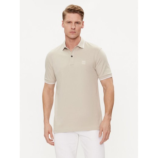 Boss Polo Passertip 50507699 Beżowy Slim Fit ze sklepu MODIVO w kategorii T-shirty męskie - zdjęcie 182732333