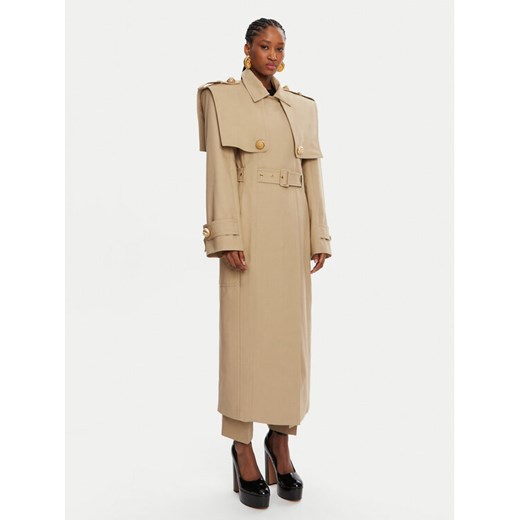 Balmain Trencz DF0TL155CF48 Beżowy Regular Fit ze sklepu MODIVO w kategorii Płaszcze damskie - zdjęcie 182732420
