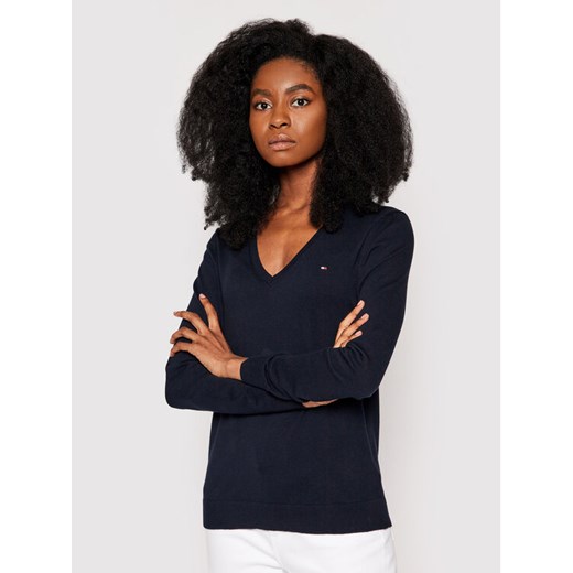 Tommy Hilfiger Sweter Heritage WW0WW25294 Granatowy Regular Fit ze sklepu MODIVO w kategorii Swetry damskie - zdjęcie 182732490