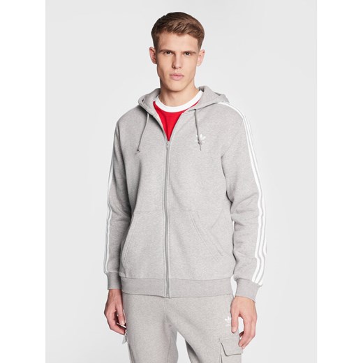 adidas Bluza 3-Stripes ED5969 Szary Regular Fit ze sklepu MODIVO w kategorii Bluzy męskie - zdjęcie 182732554