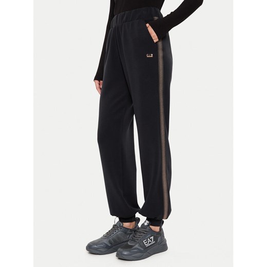 EA7 Emporio Armani Spodnie dresowe 6DTP74 TJZBZ 1200 Czarny Regular Fit ze sklepu MODIVO w kategorii Spodnie damskie - zdjęcie 182732590