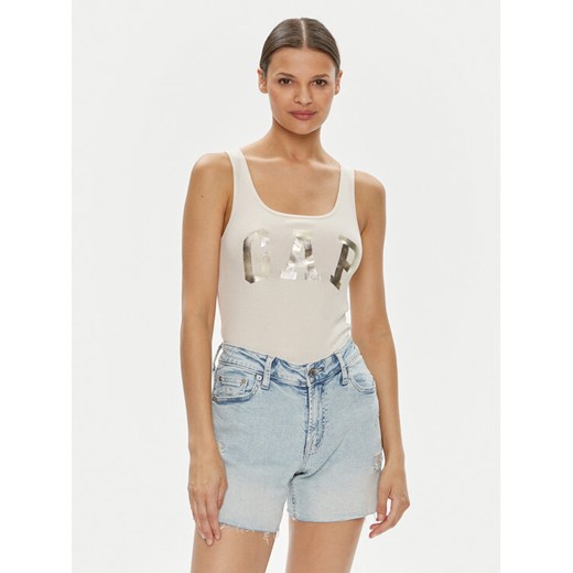 Gap Top 715017-03 Écru Slim Fit ze sklepu MODIVO w kategorii Bluzki damskie - zdjęcie 182732672