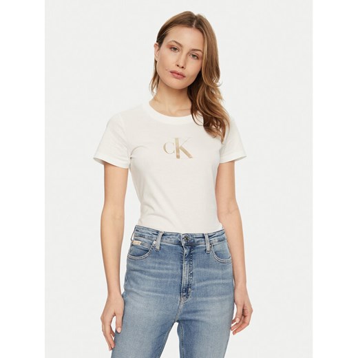 Calvin Klein Jeans T-Shirt Gradient J20J224982 Biały Slim Fit ze sklepu MODIVO w kategorii Bluzki damskie - zdjęcie 182732823