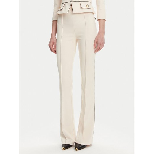 Elisabetta Franchi Spodnie materiałowe PA-084-51E2 Écru Regular Fit ze sklepu MODIVO w kategorii Spodnie damskie - zdjęcie 182732871