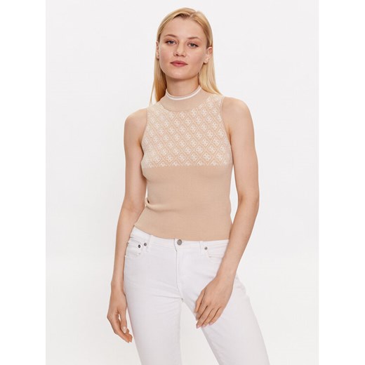 Guess Sweter W3YR26 Z37K0 Beżowy Slim Fit ze sklepu MODIVO w kategorii Swetry damskie - zdjęcie 182732893