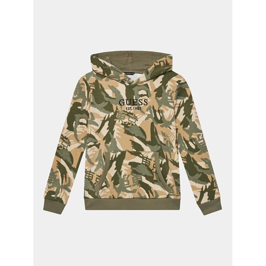 Guess Bluza Hooded Ls L4RQ05 KA6R3 Khaki Regular Fit ze sklepu MODIVO w kategorii Bluzy chłopięce - zdjęcie 182733054