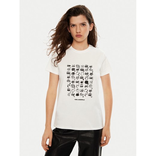 KARL LAGERFELD T-Shirt A1W17124 Biały Regular Fit ze sklepu MODIVO w kategorii Bluzki damskie - zdjęcie 182733112