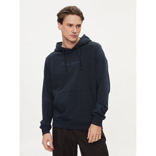 Pepe Jeans Bluza Joe Hoodie PM582573 Granatowy Regular Fit ze sklepu MODIVO w kategorii Bluzy męskie - zdjęcie 182733331