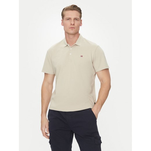 Napapijri Polo Ealis NP0A4H8B Beżowy Regular Fit ze sklepu MODIVO w kategorii T-shirty męskie - zdjęcie 182733370
