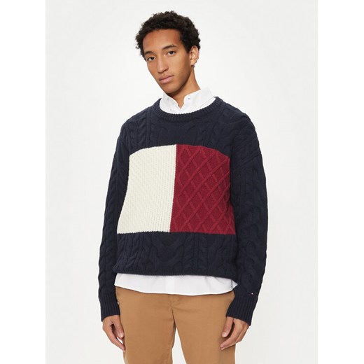 Tommy Hilfiger Sweter MW0MW36546 Granatowy Regular Fit ze sklepu MODIVO w kategorii Swetry męskie - zdjęcie 182733464