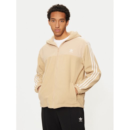 adidas Bluza adicolor 3-Stripes Teddy IZ2487 Beżowy Regular Fit ze sklepu MODIVO w kategorii Bluzy męskie - zdjęcie 182733534