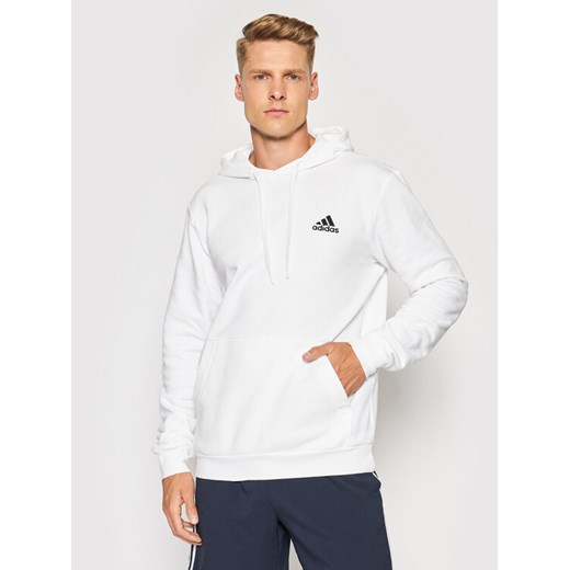 adidas Bluza FeelCozy Hoodie H12211 Biały Regular Fit ze sklepu MODIVO w kategorii Bluzy męskie - zdjęcie 182733864