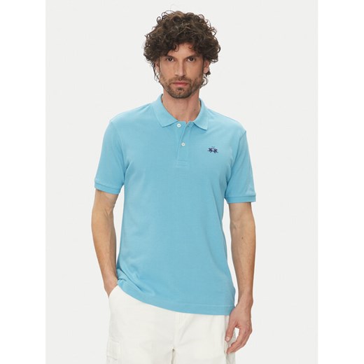 La Martina Polo Tex BPMP01 PK031 Błękitny Regular Fit ze sklepu MODIVO w kategorii T-shirty męskie - zdjęcie 182733953
