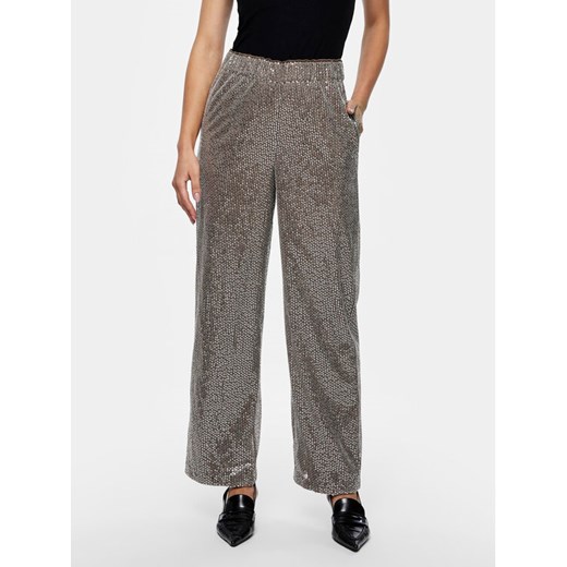 YAS Spodnie materiałowe 26032755 Srebrny Regular Fit ze sklepu MODIVO w kategorii Spodnie damskie - zdjęcie 182734053