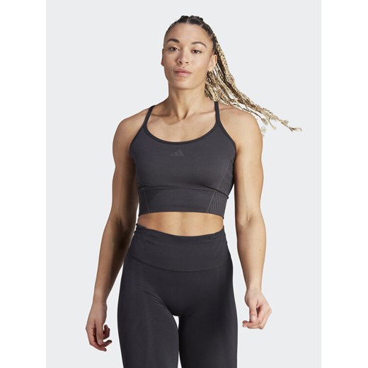 adidas Top Aeroknit IB0684 Czarny Slim Fit ze sklepu MODIVO w kategorii Bluzki damskie - zdjęcie 182734240