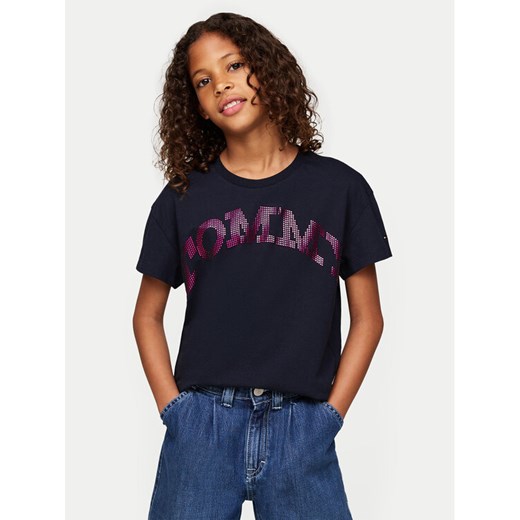 Tommy Hilfiger T-Shirt KG0KG08357 M Granatowy Regular Fit ze sklepu MODIVO w kategorii Bluzki dziewczęce - zdjęcie 182734264