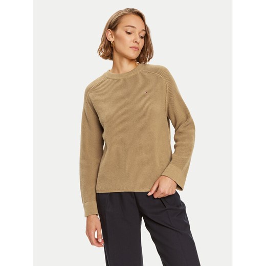 Tommy Hilfiger Sweter WW0WW40751 Beżowy Regular Fit ze sklepu MODIVO w kategorii Swetry damskie - zdjęcie 182734421