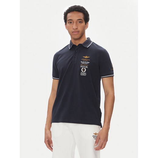 Aeronautica Militare Polo 251PO1853P191 Granatowy Regular Fit ze sklepu MODIVO w kategorii T-shirty męskie - zdjęcie 182734463