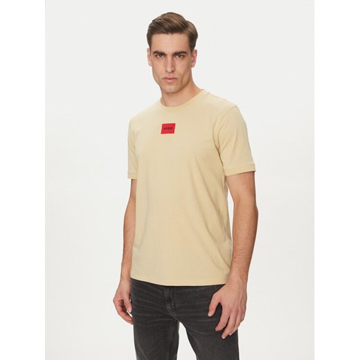 HUGO T-Shirt Diragolino212 50447978 Beżowy Regular Fit ze sklepu MODIVO w kategorii T-shirty męskie - zdjęcie 182734603