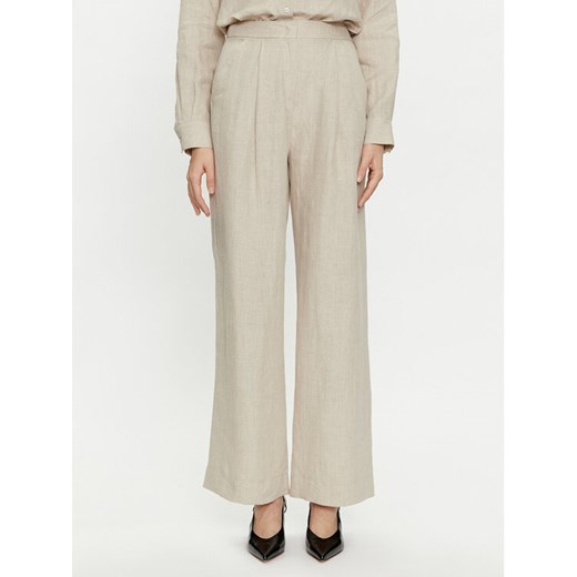 Marella Spodnie materiałowe Nizere 2413131212 Écru Relaxed Fit ze sklepu MODIVO w kategorii Spodnie damskie - zdjęcie 182734673