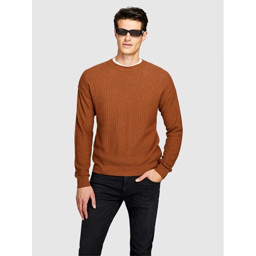 Sisley Sweter 1041T102A Brązowy Regular Fit ze sklepu MODIVO w kategorii Swetry męskie - zdjęcie 182734982