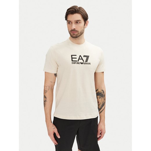 EA7 Emporio Armani T-Shirt 7M000224 AF10375 M1013 Beżowy Regular Fit ze sklepu MODIVO w kategorii T-shirty męskie - zdjęcie 182735211