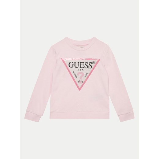 Guess Bluza K4YQ10 KA6R4 Różowy Regular Fit ze sklepu MODIVO w kategorii Bluzy dziewczęce - zdjęcie 182735304
