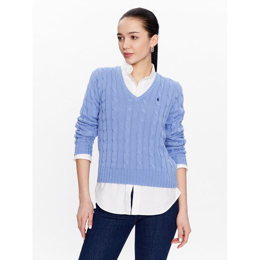 Polo Ralph Lauren Sweter 211891641003 Niebieski Slim Fit ze sklepu MODIVO w kategorii Swetry damskie - zdjęcie 182735390